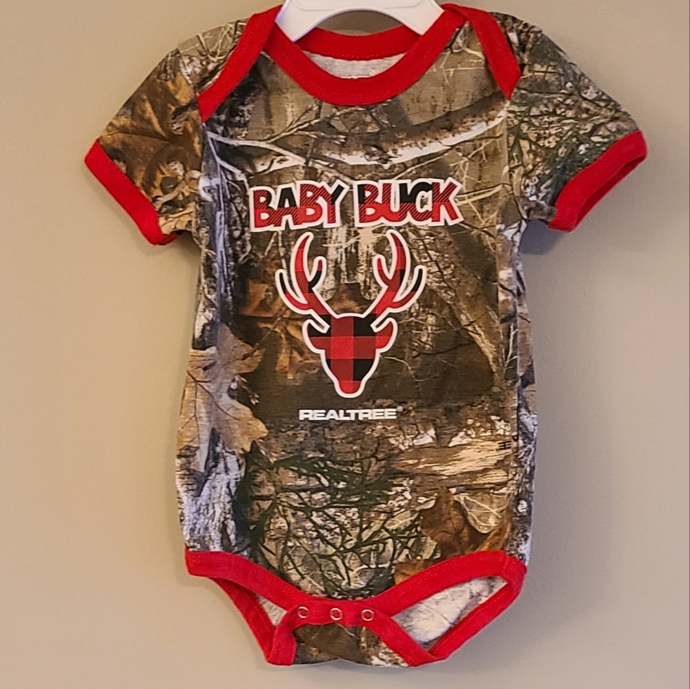 Realtree "Baby Buck" camo short sleeved onesie/bodysuit